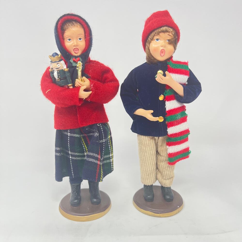 Christmas Carolers Girl and Boy Dennis East International Wool Outfits 9.25"